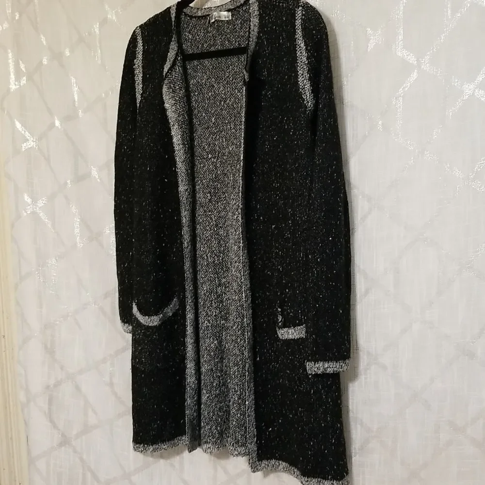 89th & Madison Sweater Cardigan Womens Size Large Black Whimsigoth Knit
